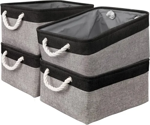Miniatura 19 de Cesta de organización y almacenamiento para estantes - Paquete pequeño de 6 cestas de almacenamiento de tela plegables para organizar con asa