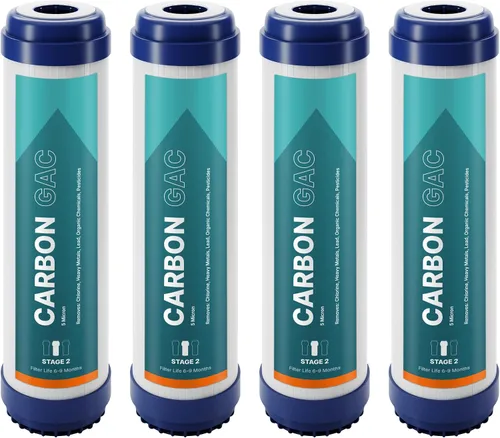 Miniatura 10 de NU Aqua Cartucho de filtro de carbón activado granular de ósmosis inversa – 10 pulgadas 1 micrón universal GAC RO – 1 paquete de filtros premium