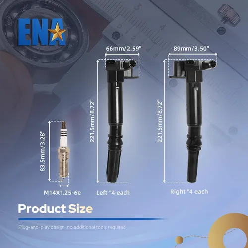 Miniatura 8 de ENA Juego de 8 bobinas de encendido izquierda y derecha con 16 bujías de iridio compatibles con Ford E-350 E-450 2018 2019 F-250 F-350 2018 2019
