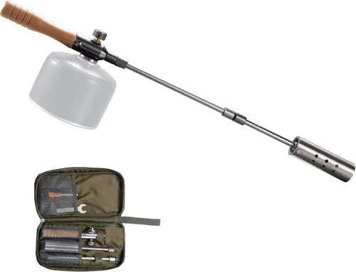 Miniatura 9 de Campingmoon - Antorcha para parrilla de campamento con cabezal de combustible doble, llama ajustable para principiantes de carbón con estuche