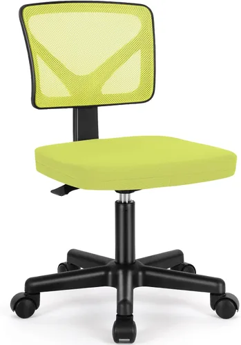 Miniatura 12 de Sweetcrispy Silla de oficina, ergonómica, de malla con respaldo bajo, giratorias, con ruedas, asiento cómodo sin brazos, soporte lumbar para el Azul