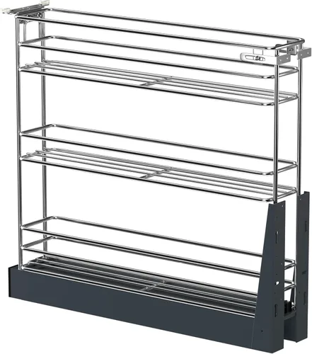 JOWBOOW Organizador de especias extraíble para armario estrecho (10.6 cm de ancho X 49.5 cm de profundidad), organizador de gabinete de 3 niveles