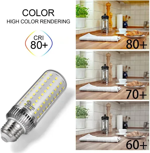 Miniatura 4 de Bombilla LED E26, bombilla LED de maíz de 20 W, equivalente a 180 W, 6000 K, luz blanca diurna, 2000 lúmenes, no regulable, sin parpadeo, ventilador