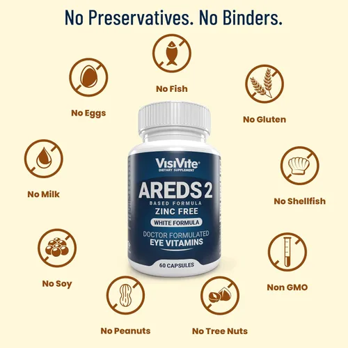 Miniatura 6 de Vitaminas para los ojos AREDS 2 sin zinc - Vitaminas para los ojos sin zinc - Zeaxantina más luteína vitaminas para los ojos - VCaps sin soja - Sin