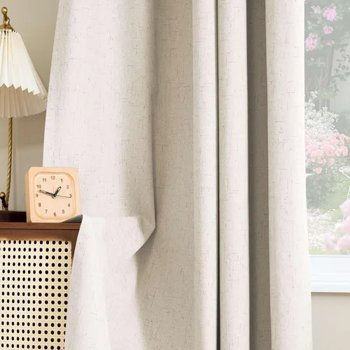 Miniatura 77 de H.VERSAILTEX - Cortina opaca 100 % de lino de 108 pulgadas de largo para dormitorio, con aislamiento térmico, lino texturizado, ahorro de energía