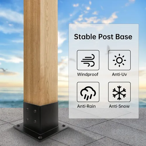 Miniatura 2 de Base de poste de 4×4, 2 piezas, soportes de poste de cubierta, tamaño interior de 3.5"x3.5", base de anclaje para poste de valla de acero grueso