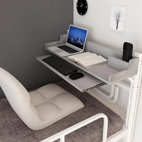 Miniatura 3 de HORV - Bandeja de cama para laptop, mesa de montaje en pared, mesa flotante, ahorro de espacio, mesa de escritura para computadora, mesita de noche