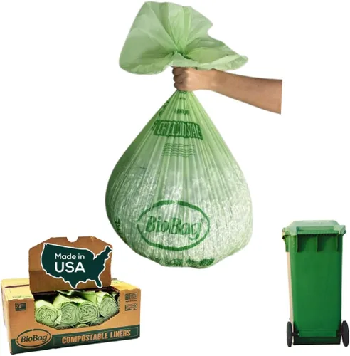BioBag (USA) La bolsa compostable original, 48 galones, 80 unidades, 100% bolsas de basura compostables certificadas para desechos de alimentos,