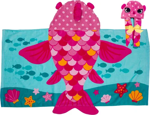 Miniatura 10 de Stephen Joseph, Toalla de playa con capucha para niños y niñas (3-8 años), toalla de baño tipo poncho con capucha, algodón suave y absorbente