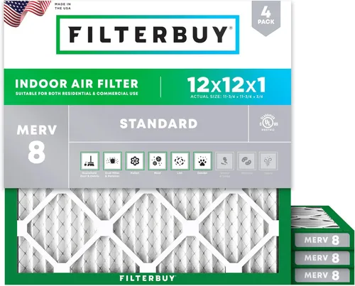 Miniatura 76 de Filterbuy - Filtro de aire de 20x20x1 MERV 8, Defensa Esencial contra el Polvo y las Alergias (paquete de 4), Filtros plisados electrostáticos