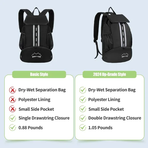 Miniatura 2 de ONTYZZ - Mochila deportiva estilo básico con cierre de cordón, mochila de baloncesto con compartimento para zapatos, bolsa de playa con separación