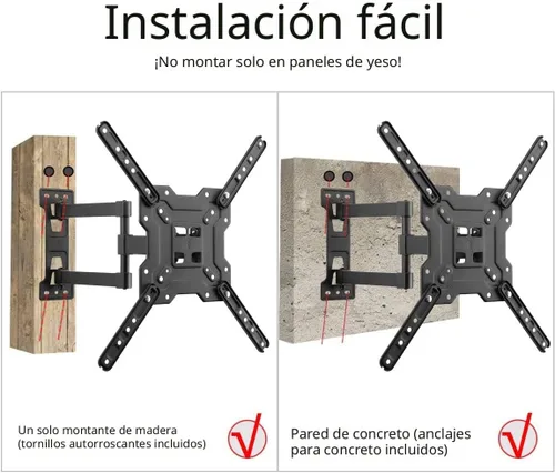 Miniatura 6 de Suptek Soporte de pared para TV con movimiento completo, giratorio e inclinable para la mayoría de televisores de 23 a 55 pulgadas, hasta 25 kg