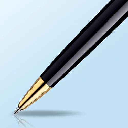 Miniatura 4 de Bolígrafo Waterman Hémisphère Laca negra brillante con borde de oro de 23 quilates Punta media Tinta azul Caja de regalo