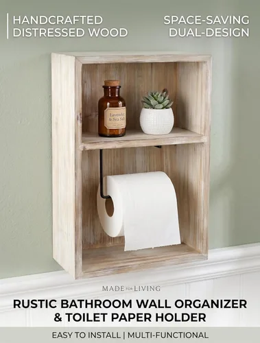 Miniatura 3 de Soporte de papel higiénico para montaje en pared, dispensador de rollo de papel de seda decorativo, estante flotante, gabinete empotrado