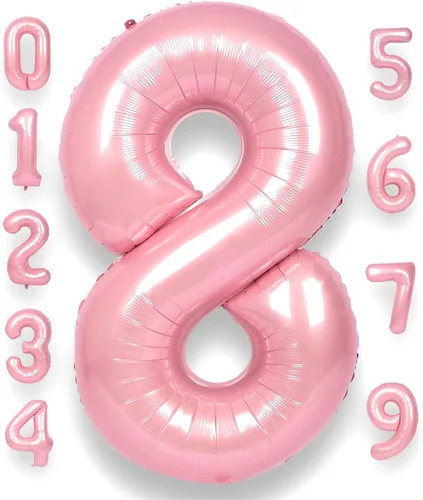 Miniatura 21 de Globo Número 0 de 40 Pulgadas para Niño o Niña Rosa Grande 0-9 Papel de Aluminio Mylar Grande Globo Número 0 Feliz Cumpleaños 0 Fiesta Aniversario