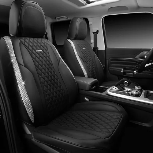 Miniatura 18 de Car Pass Funda de asiento, cuero napa rosa, asientos delanteros, impermeable, resistente, antideslizante, universal para el 95% de automóviles, SUV