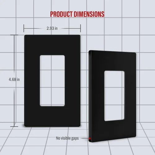 Miniatura 2 de ENERLITES - SI8831-BK-SL Placa de pared decorativa sin tornillos, cubierta de salida segura para niños, tamaño 1-Gang 4.68 pulgadas de alto x 2.93