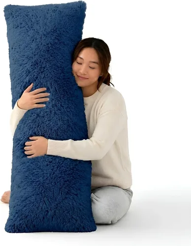 Miniatura 9 de Cheer Collection Almohada larga para el cuerpo, almohada larga suave y mullida para sofá y cama, almohada de felpa para dormir de lado, almohada