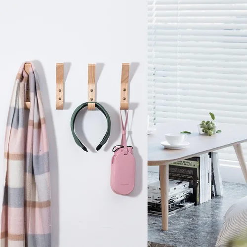 Miniatura 5 de Ganchos de madera montados en la pared, ganchos vintage de una sola pared, organizador resistente para colgar toallas y sombreros, paquete de 4