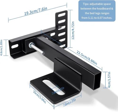 Miniatura 7 de Soportes de cabecera ajustables para marco de cama de metal con kit de extensión de estribo, soportes de montaje universales de alta resistencia