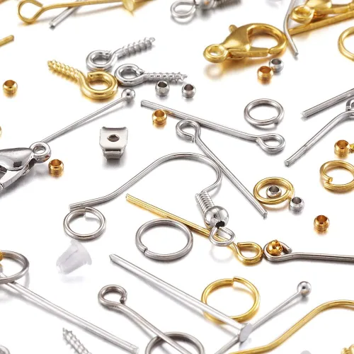 Miniatura 3 de Mega Pet 2920 piezas de oro y plata suministros para hacer joyas, kit de gancho para aretes, anillo de salto, tornillo de ojo, pasador de cabeza