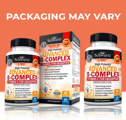 Miniatura 2 de Complejo de vitamina B con vitamina C para una máxima absorción – Metilcobalamina b12 y folato ácido fólico suplemento – Vitaminas B1 B2 B3 B5 B6 B7
