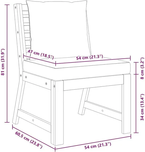 Miniatura 3 de vidaXL Sofá medio, sofá seccional con cojines, asiento modular con mesa de té, juego de muebles de exterior para jardín, rústico, madera de acacia