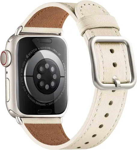 Miniatura 17 de MNBVCXZ Correas de cuero compatibles con Apple Watch para mujeres, correa de repuesto genuina para iWatch Series 11 10 9 8 7 6 5 4 3 2 1 SE 3 SE 2