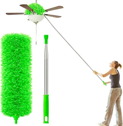 Miniatura 8 de Plumero de microfibra con poste de extensión (acero inoxidable) de 30 a 100 pulgadas, con cabezal flexible, plumero largo extensible para limpieza
