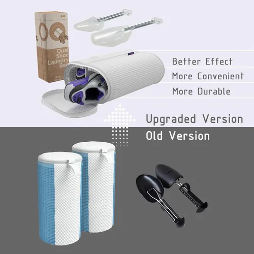 Miniatura 4 de Bolsa para lavadora de zapatos, bolsa de zapatos para lavar con árboles de zapatos ajustables, bolsa de zapatos para lavandería para 2 zapatos