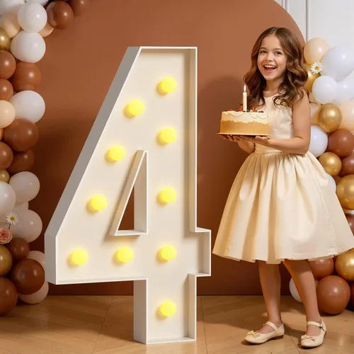 Miniatura 9 de Números de marquesina de 4 pies de alto, 4 pies de alto, números grandes iluminados 0 para 30, 40, 50, 60, decoración de fiesta de cumpleaños