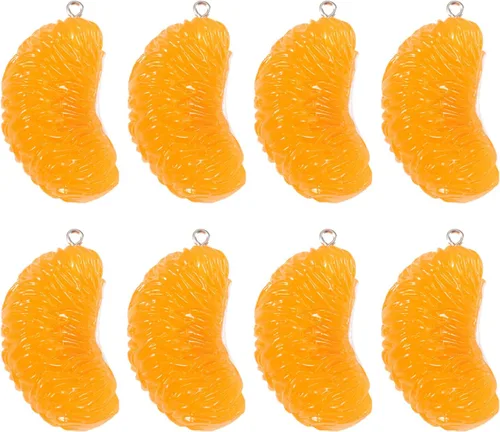 Miniatura 9 de Cheriswelry 10 dijes de fruta naranja, de resina, coral, lindos colgantes, adornos colgantes con lazo de hierro de 0.99 a 0.98 pulgadas, decoración