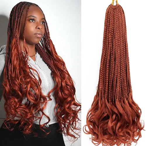 Miniatura 75 de Trenzas de ganchillo rizadas francesas de 22 pulgadas, 8 paquetes, trenzas de caja diosa grises para mujeres, de ganchillo pre-trenzadas con Trenzas