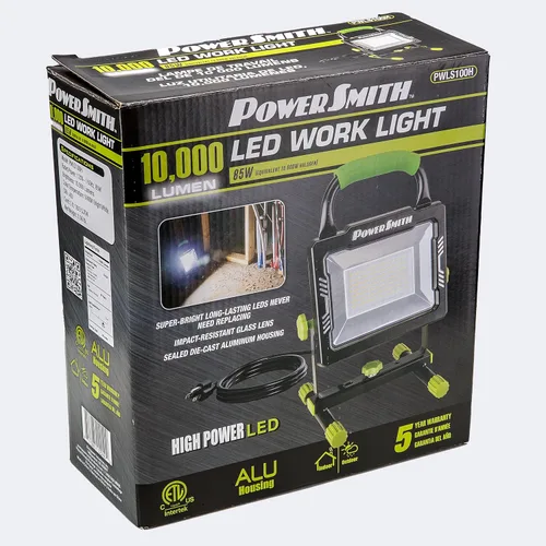 Miniatura 6 de POWERSMITH 10,000 luces de trabajo LED portátiles con carcasa y soporte de metal, lente resistente a impactos y garantía de 5 años (PWLS100H)