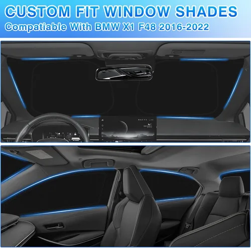 Miniatura 2 de T TGBROS Parasol para parabrisas para BMW X1 F48 2016 2017 2018 2019 2020 2021 2022 para ventana de automóvil, con bloqueo UV grueso y opaca