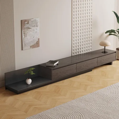 Miniatura 7 de Mid-Century - Mueble de TV extensible moderno con 3 cajones, centro de entretenimiento ajustable de 78.7 a 130 pulgadas, soporte de TV para sala