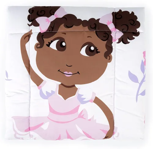 Miniatura 2 de Little Muffincakes Zhara Manta acolchada para niños pequeños, estampado de bailarina y flores, 42.0 x 34.0 pulgadas, 18 meses en adelante, rosa