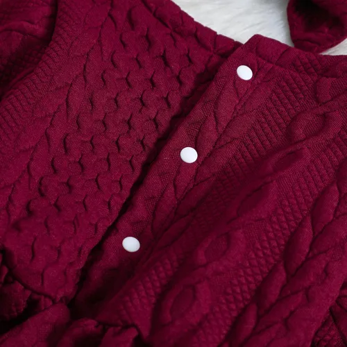 Miniatura 7 de Vestido de punto para niña, vestido de suéter de manga larga, vestido de otoño e invierno con corbatín