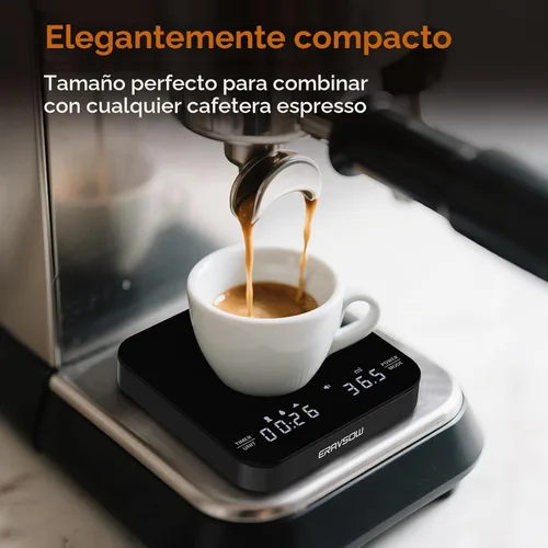 Miniatura 5 de Báscula de café con temporización automática, mini báscula recargable de espresso con temporizador, báscula de alta precisión de 2kg/0.1g
