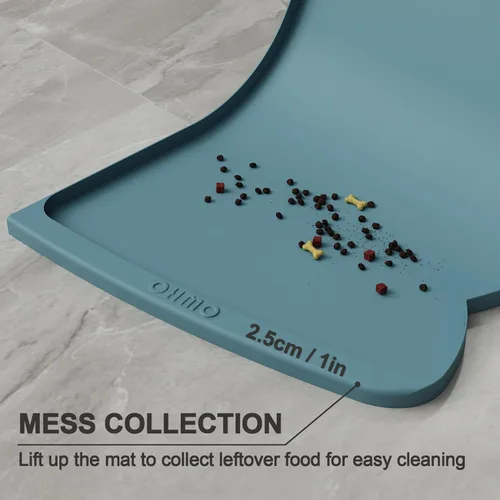 Miniatura 34 de OHMO - Tapete de silicona para alimentos para gatos, tapete de alimentación de mascotas para el piso, antideslizante e impermeable, bandeja de agua