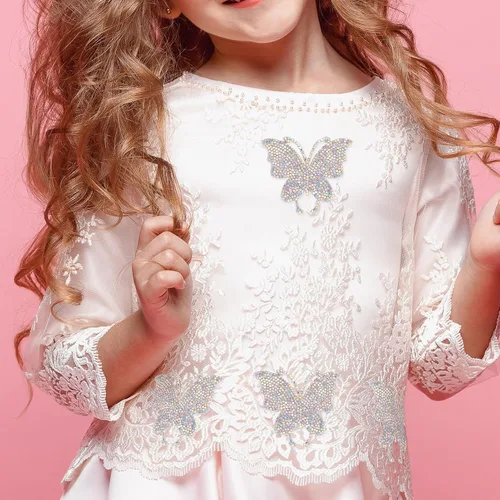 Miniatura 3 de 4 parches de mariposa con diamantes de imitación, para coser/planchar en apliques de mariposas con cuentas, parche de reparación de ropa brillante