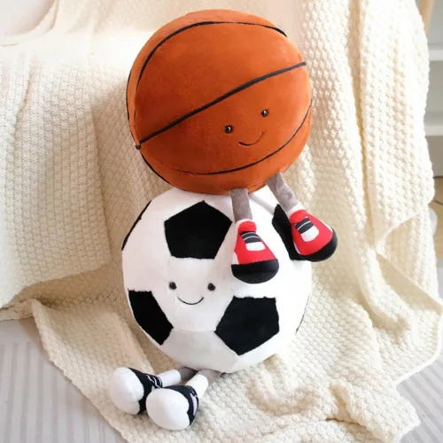 Miniatura 6 de Almohada de peluche de fútbol y baloncesto de 12 pulgadas, pelotas deportivas de peluche, muñeca de felpa creativa de baloncesto/fútbol, cojín suave