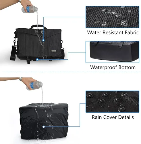 Miniatura 5 de CADeN Bolsa de hombro para cámara con compartimento para portátil de 14 pulgadas, soporte para trípode, compatible con Nikon, Canon, Sony, cámaras