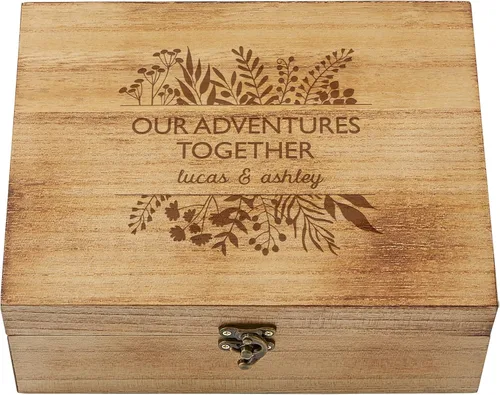 Miniatura 15 de Let's Make Memories Caja de recuerdos de madera personalizada con tapa con bisagras, caja de recuerdos de madera, almacenamiento decorativo