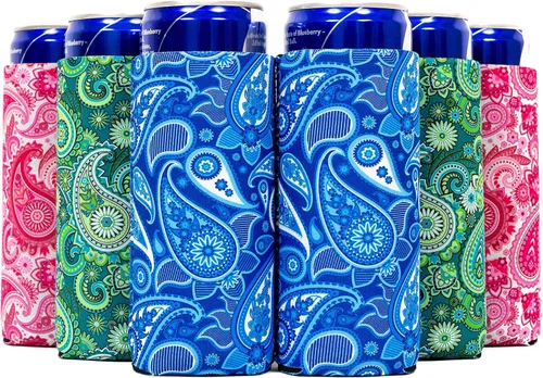 QualityPerfection Fundas delgadas para enfriar latas, diseño de cerveza/bebida energética de neopreno de 12 onzas, termoenfriadores para bebidas
