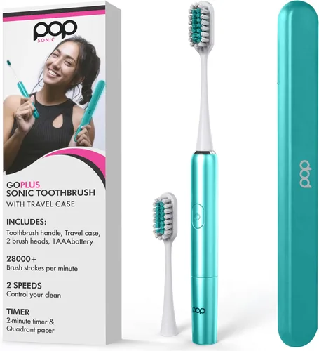 Pop Sonic Cepillo de dientes eléctrico – Cepillo de dientes eléctrico para adultos – Artículos esenciales de baño y artículos esenciales de viaje –