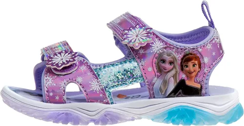 Miniatura 2 de Disney Zapatos para niñas - Minnie Mouse o Frozen - Sandalias deportivas con punta cerrada con luz (6T-12), AnnaElsa