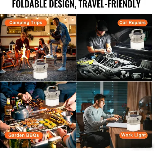 Miniatura 6 de V.C Formark - Linterna solar para campamento, carga dual (USB-C y solar), pantalla de batería, 3 modos + linterna, ligera para campamento y cortes