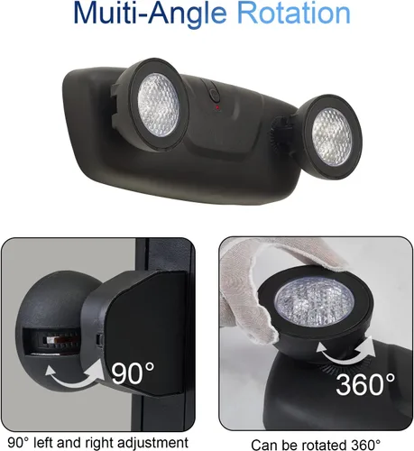 Miniatura 4 de TANLUX Luces de emergencia LED con batería de respaldo, luces de emergencia comerciales ajustables de dos cabezales, certificación UL, CA 120/277V