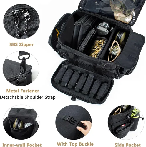 Miniatura 3 de Bolsa grande táctica para pistola de campo de tiro con 2 estuches para pistolas de diferentes tamaños